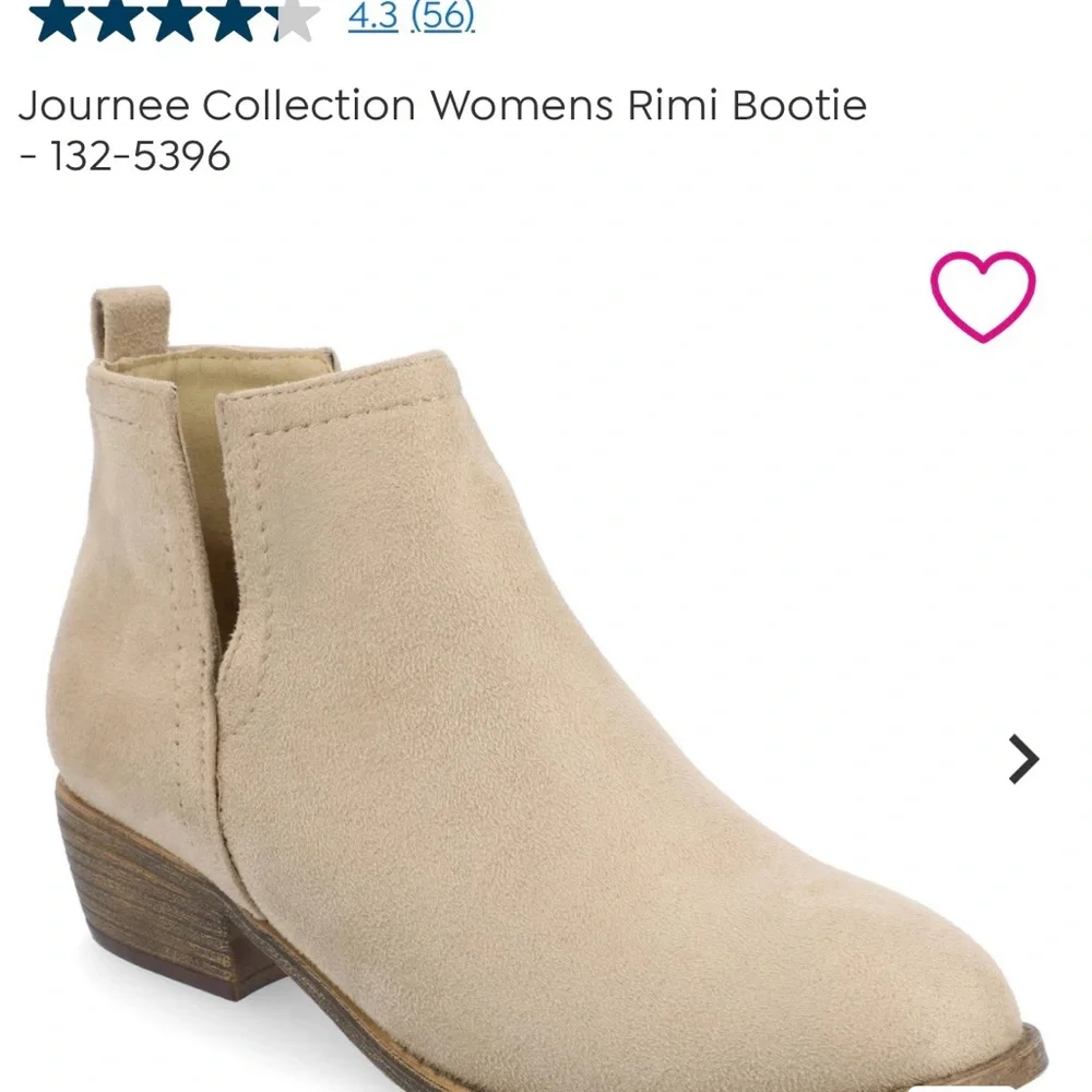 Journee Collection Women’s Rimi Bootie in Stone Suede Stack Block Heels Size 8.5